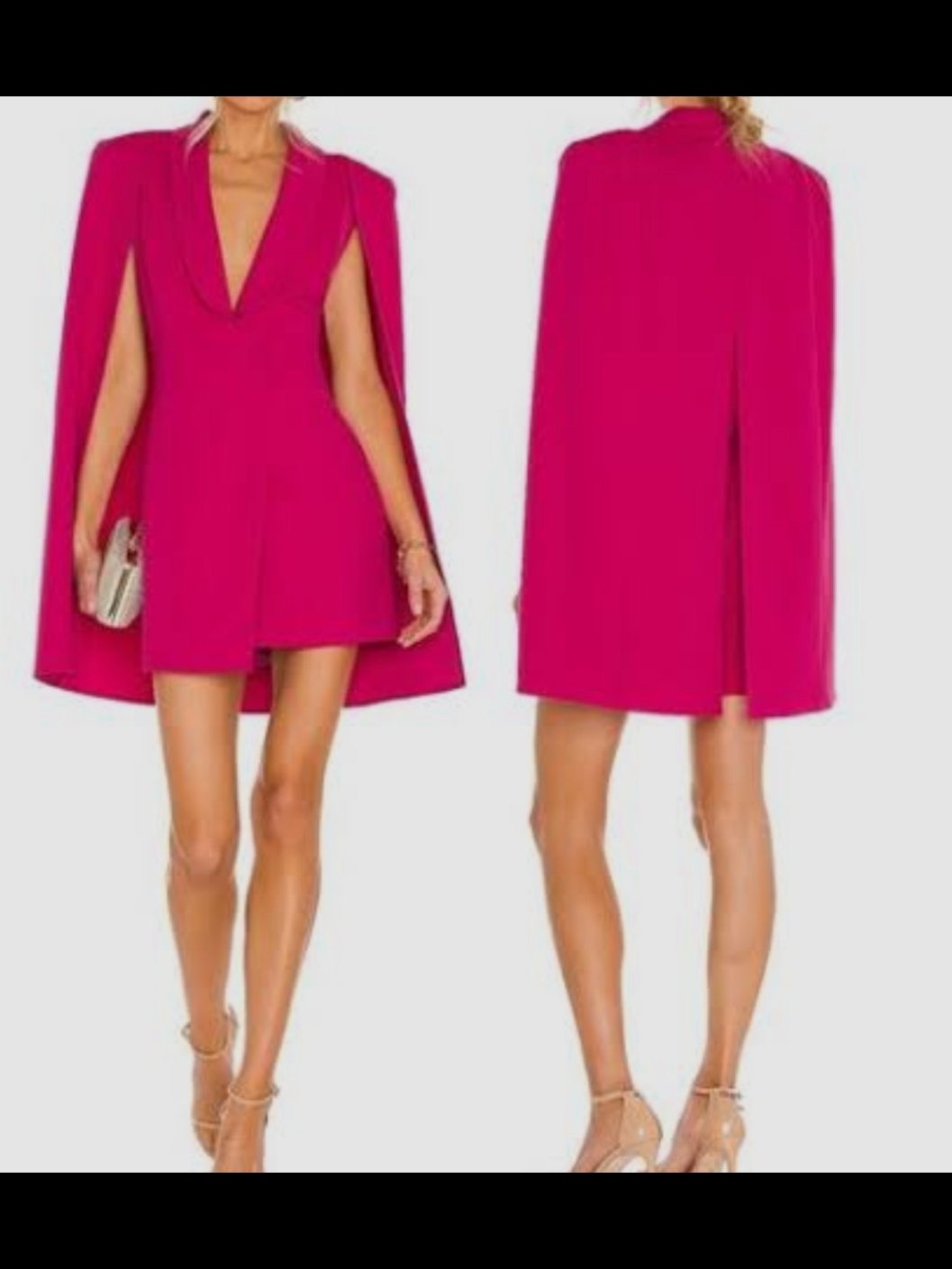 Katie May "Boss Lady" Fuchsia Cape Mini Dress